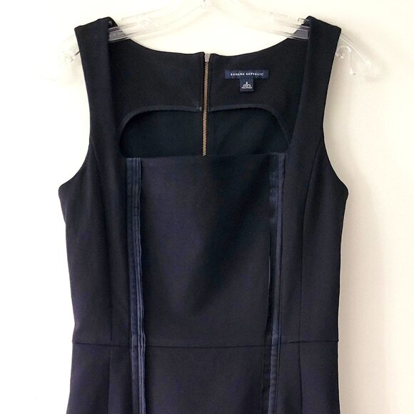 Banana Republic Ponte Square Neck Sleeveless Ribbon Sheath Dress - Size 8 - Picture 1 of 9
